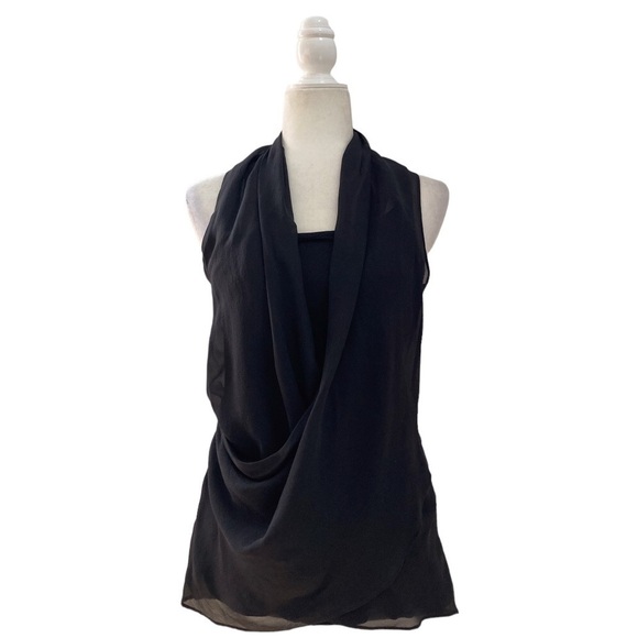 Gold Hawk Draped Silk  Sleeveless Top Blouse - Picture 8 of 8